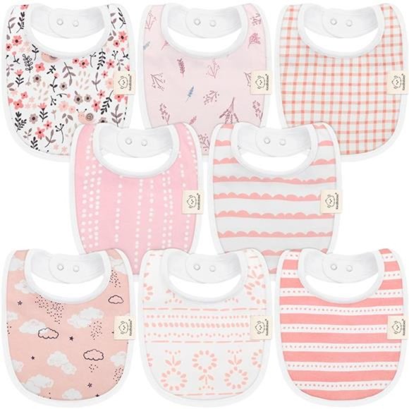 8-Pack Organic Baby Bibs for Girls & Boys - Teething Baby Bib, Baby Boy Bibs - Picture 4 of 7